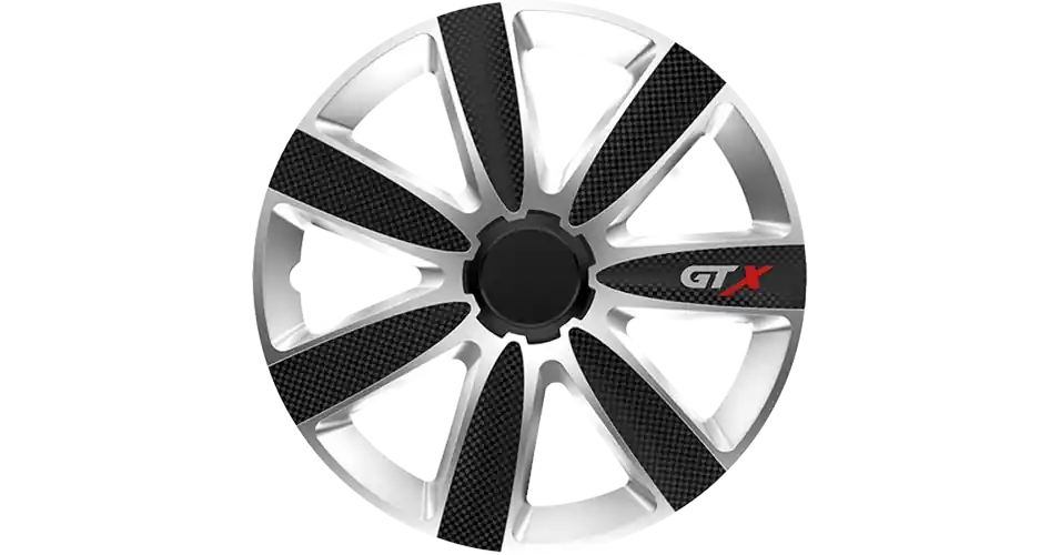 Dísztárcsa 13" GTX Carbon Black & Silver (4 Darabos Garnitúra)
